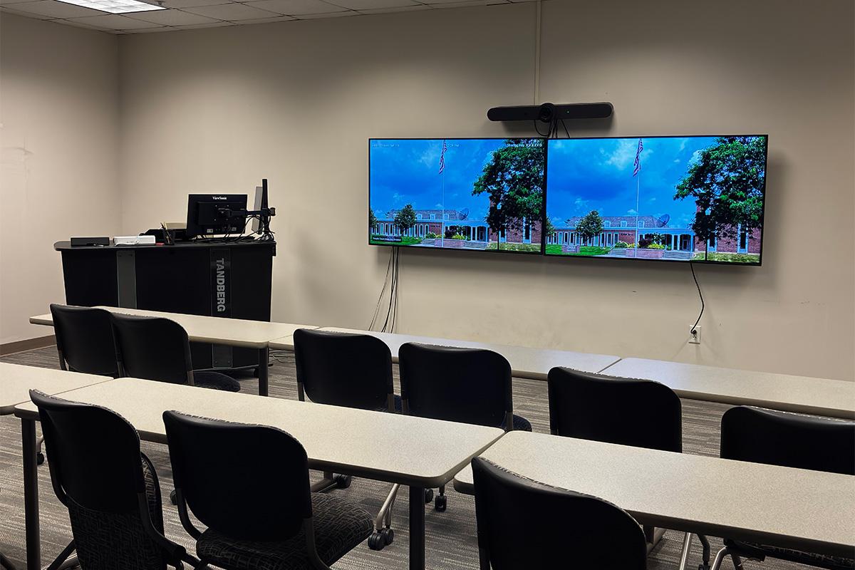 An Ohio University Learning Network classroom, which features technology to connect with classrooms across multiple locations.