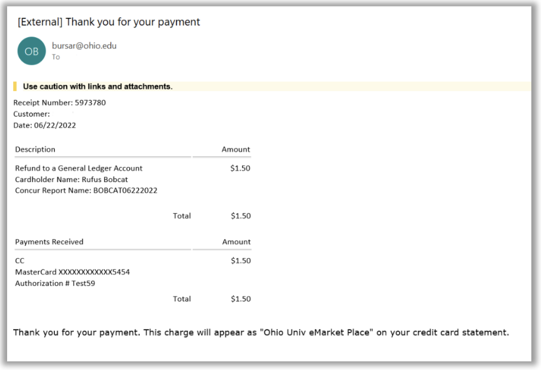 email receipt