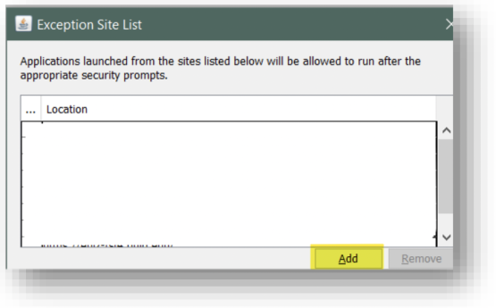 exception site list