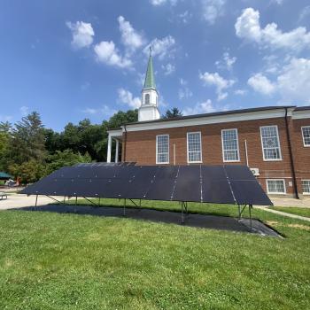 An image of the solar PV array on the front lawn of the Ecohouse 